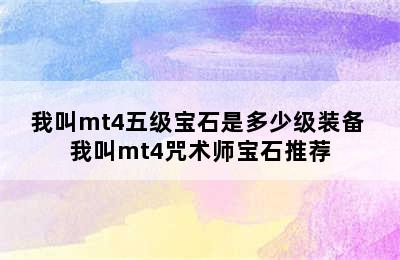 我叫mt4五级宝石是多少级装备 我叫mt4咒术师宝石推荐